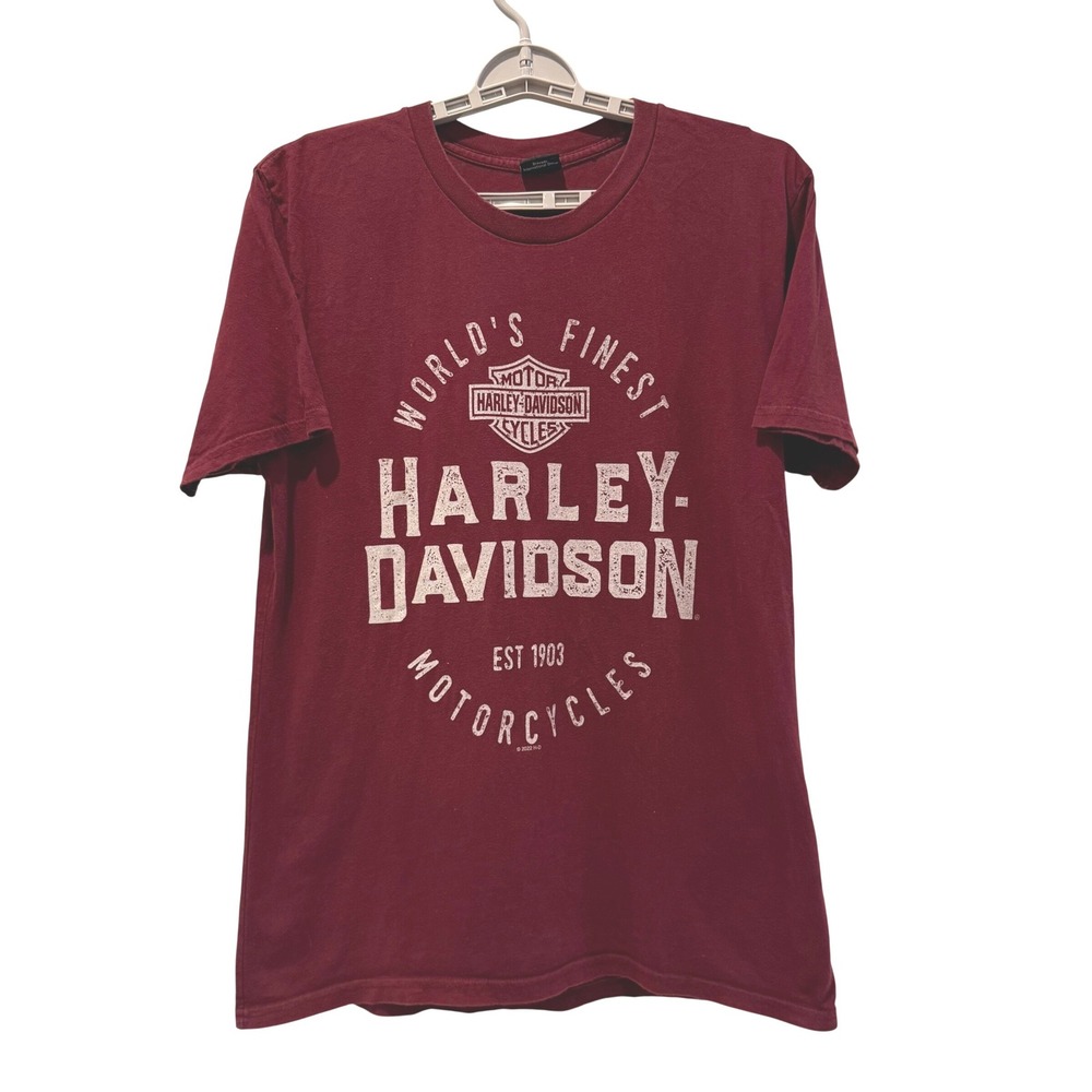 Harley-Davidson T-Shirt Maroon Excellent Willie G Skull Biker Mens Medium - Picture 2 of 6